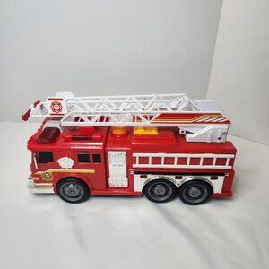 Red Plastic Fire Truck Toy With Extendable Ladder Lights & Sounds Battery Operat